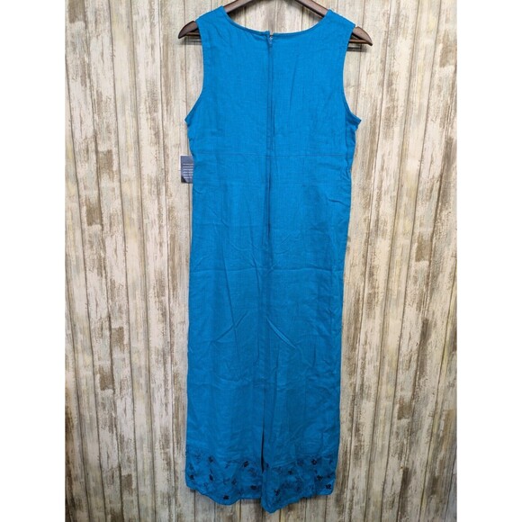 Sag Harbor Bright Blue Linen Sleeveless Maxi Dress Sequins Womens 8P NWT - Picture 4 of 13